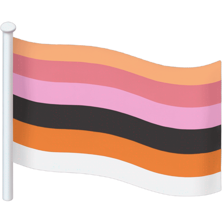 lesbian pride flag with seven horizontal stripes: dark orange, orange, light orange, white, pink, dusty pink, and dark rose. emoji