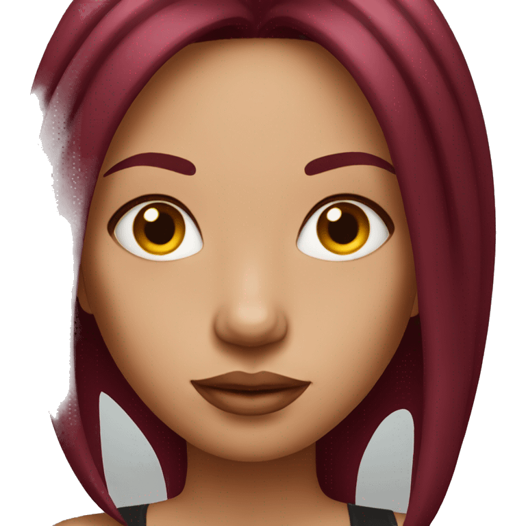 Tattooed woman with long straight burgundy hair emoji