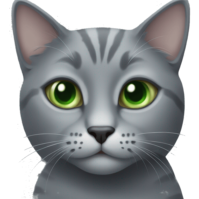 gray cat with green eyes emoji