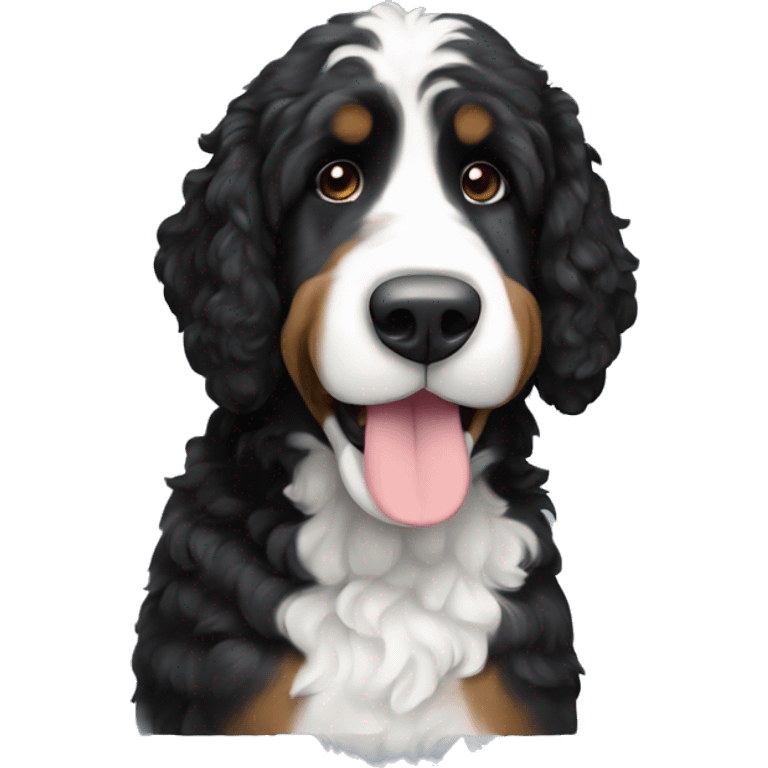 tall black and white f1 bernedoodle emoji