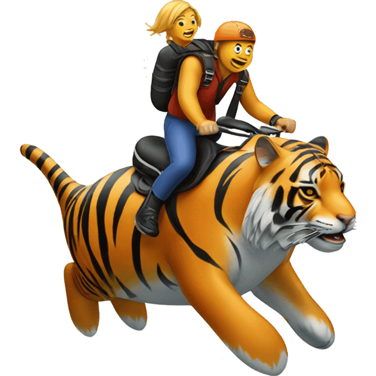 a tiger riding a dolfin emoji