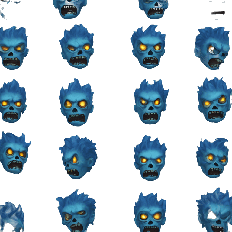 Dark zombie blue flames blue glow emoji