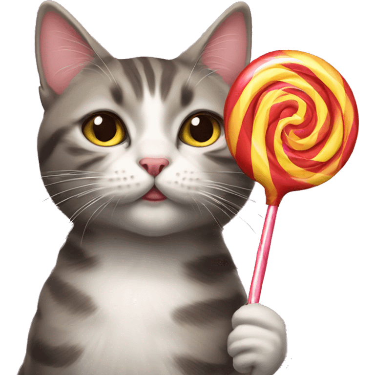 Cat with humongous lollipop  emoji