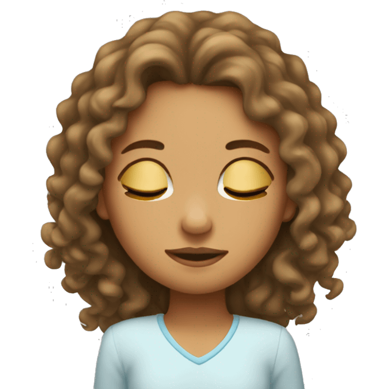 Girl with long curly hair sleeping emoji