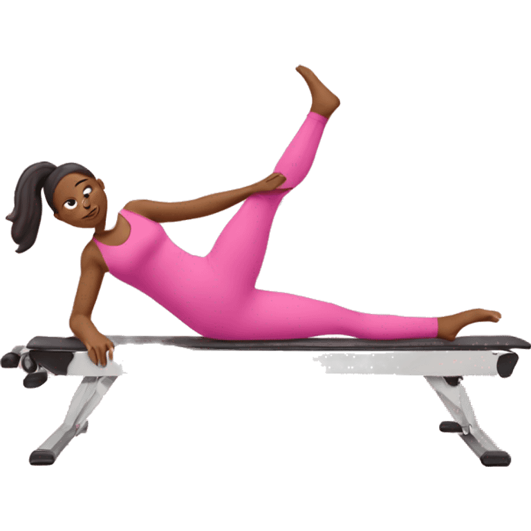  woman in all pink doing Pilates emoji