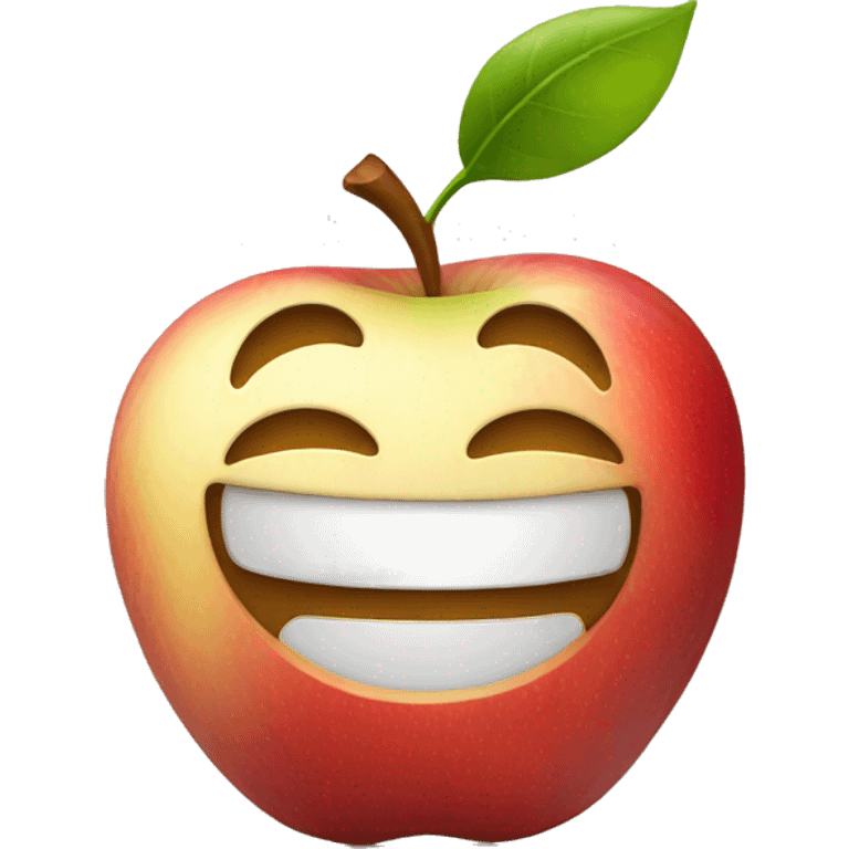 an apple with a smiling face emoji