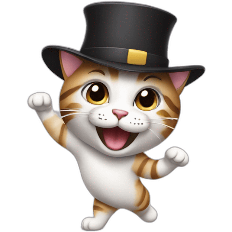 Cat with hat dancing tango emoji