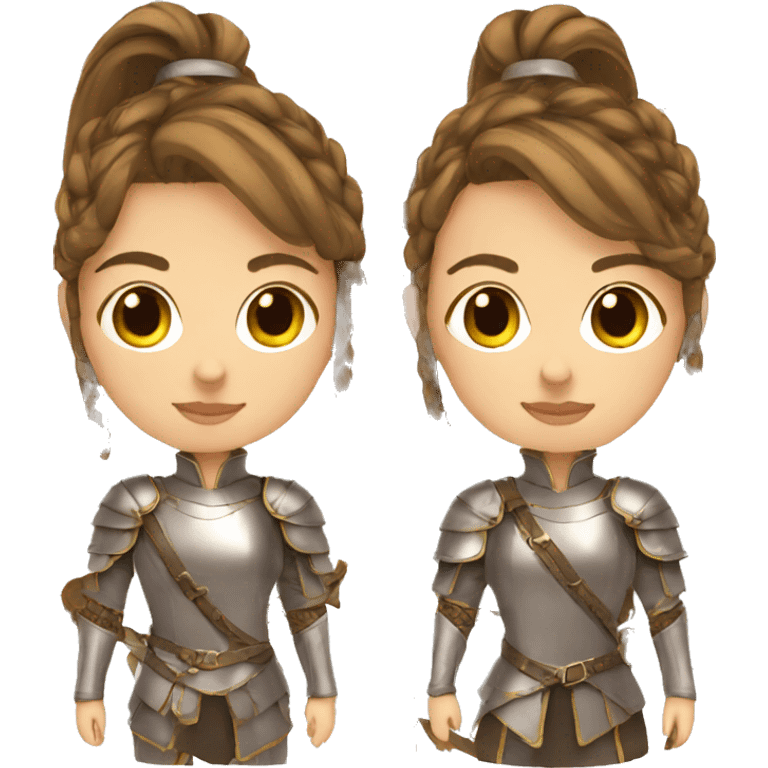 Girl knight with French braids, brown hair and sunglasses emoji