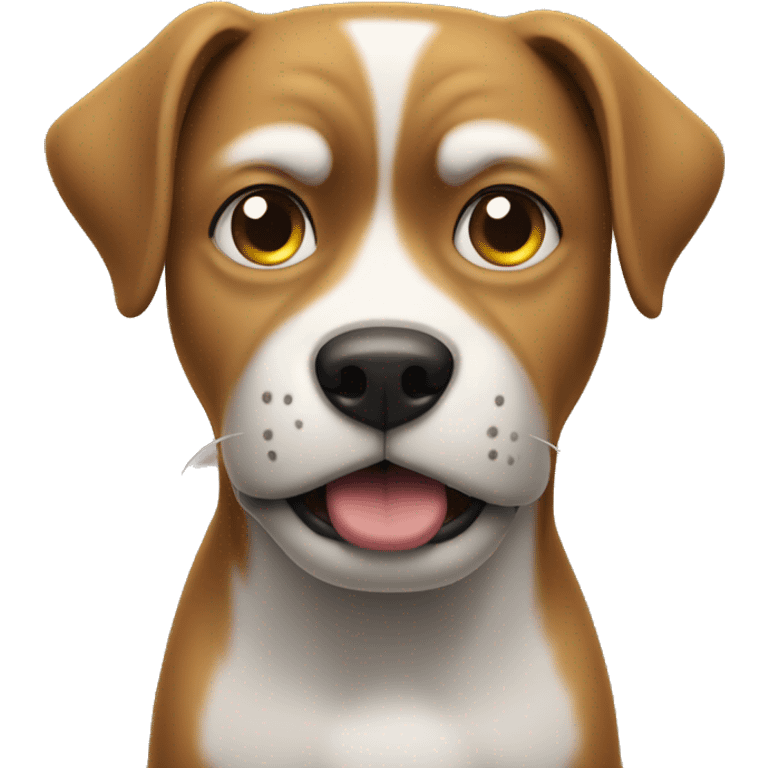 An dog with a gun and an upset expression. emoji