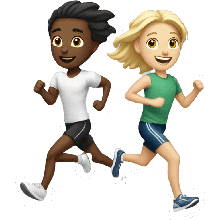 two white friends running together emoji