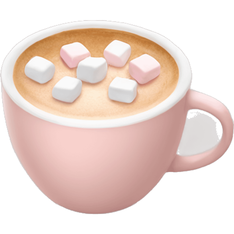 Light Pink mug of latte with marshmallows  emoji