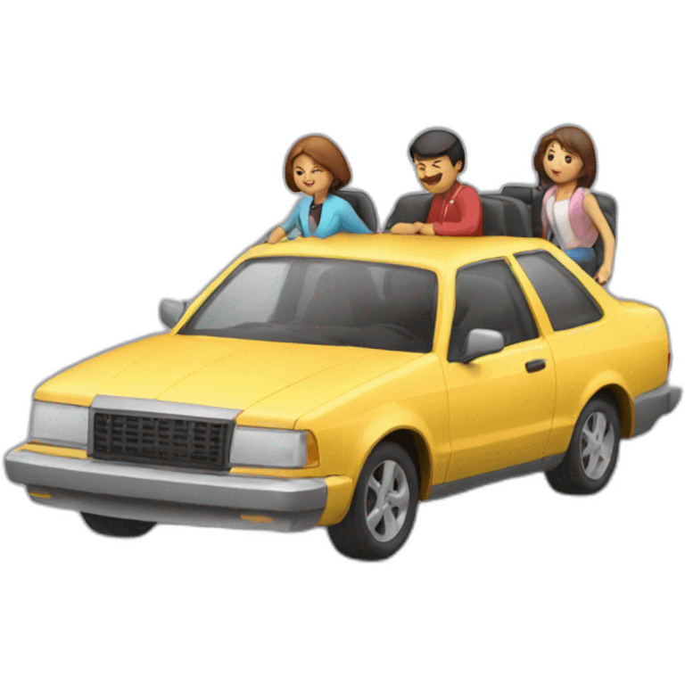 Car with 3 people riding emoji