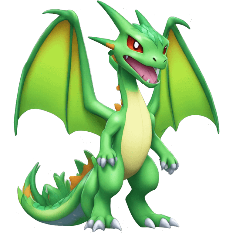 Anthro Cool Edgy Legendary Colorful Shy Shiny Fakemon-Pokémon-Flygon-Charizard-Fantasy-Creature With Full Body Detailed High Quality emoji