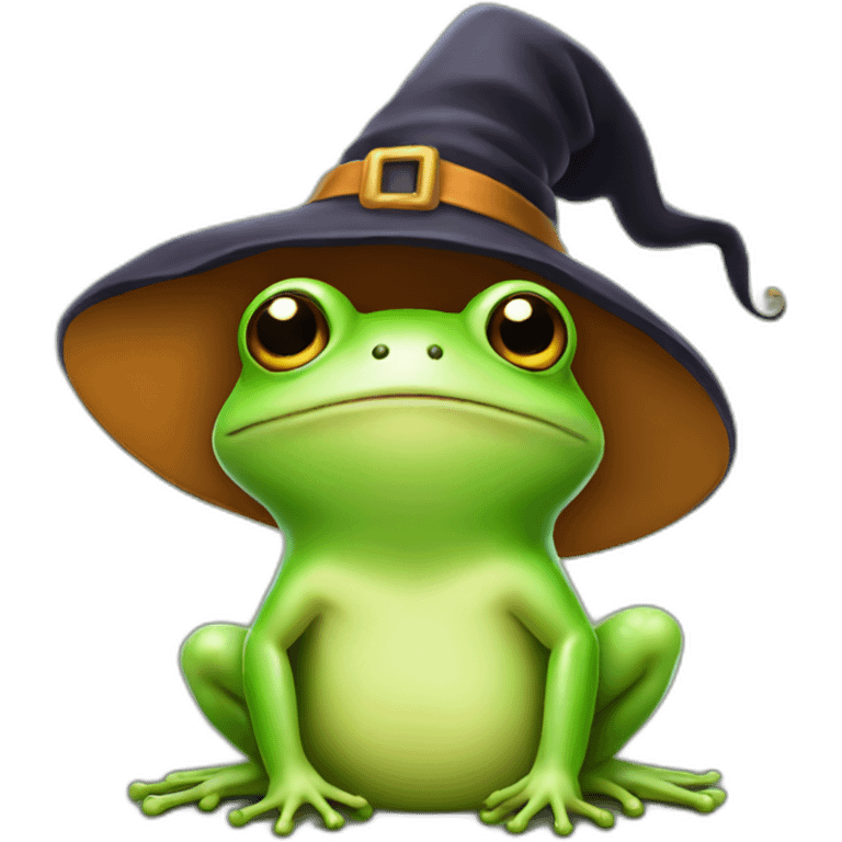 cute frog in a witch hat emoji