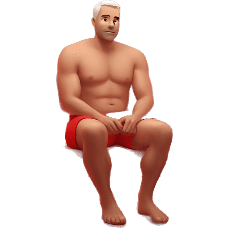 man sat in red light therapy sauna emoji