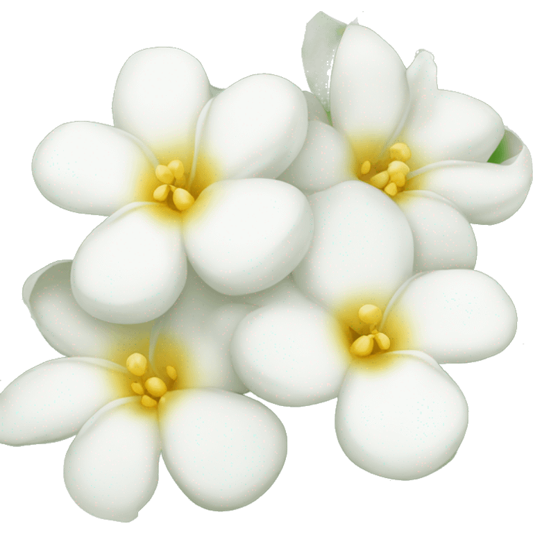 Jasmine flowers with white petals and yellow center of stamens emoji