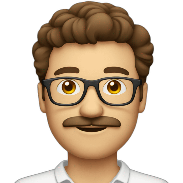 brown haired mustche man with glasses feeling hazy emoji