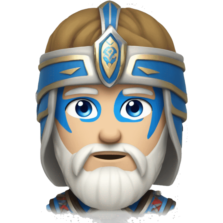 British white male with blue eyes wearing a Mongolian warrior outfit emoji