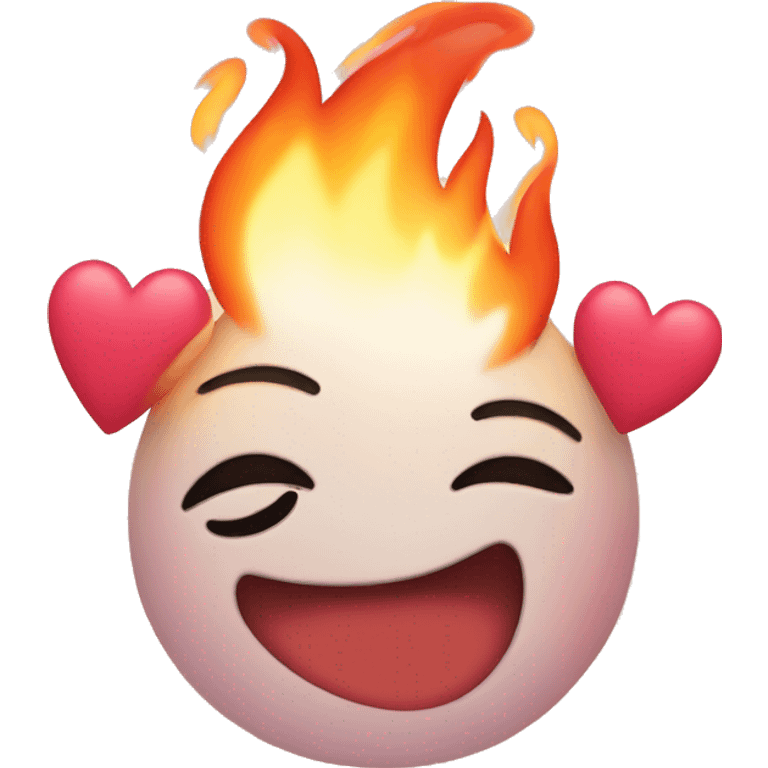 Cute fire with hearts emoji