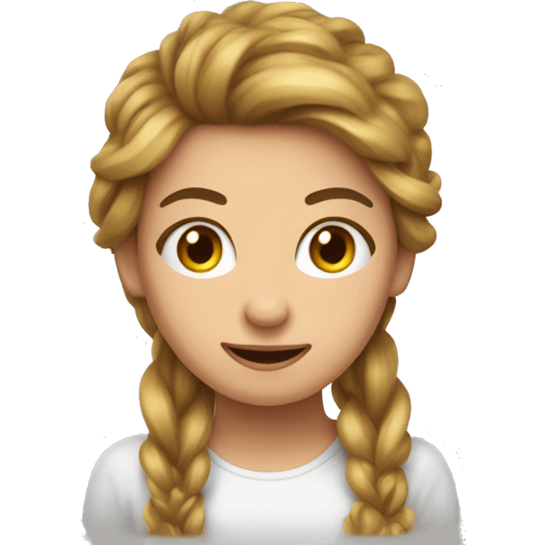 Ragazza con i capelli castani disperata sui libri  emoji