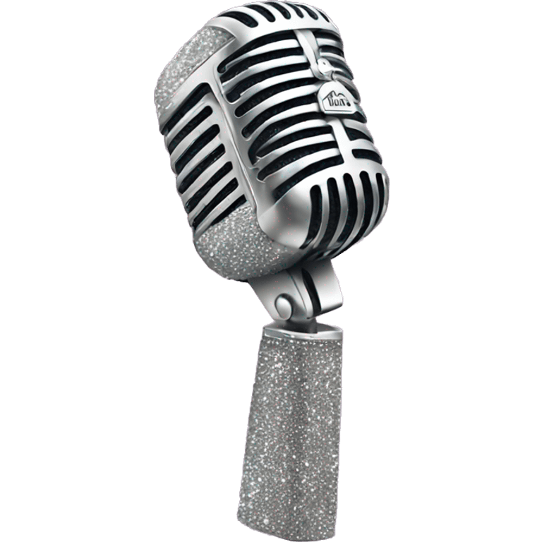 Silver glitter microphone  emoji