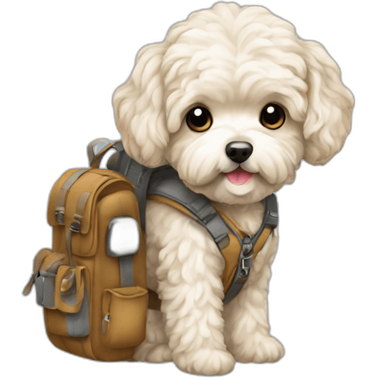 traveler maltipoo with backpack emoji