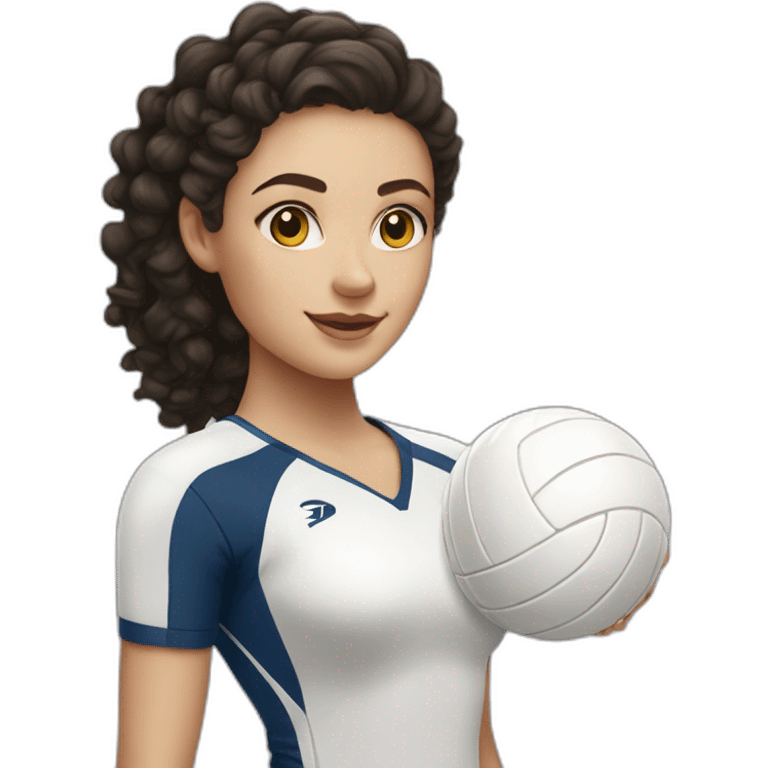 white girl whith dark curly hair playing volleyball emoji