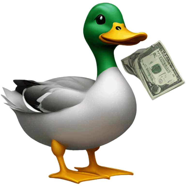 Duck holding money emoji