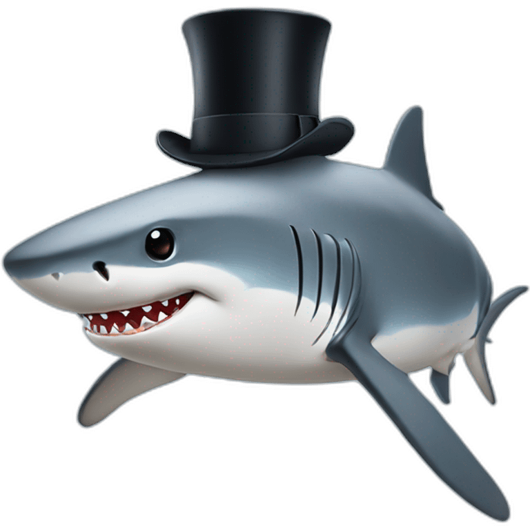 Shark with a top hat and sunglasses emoji