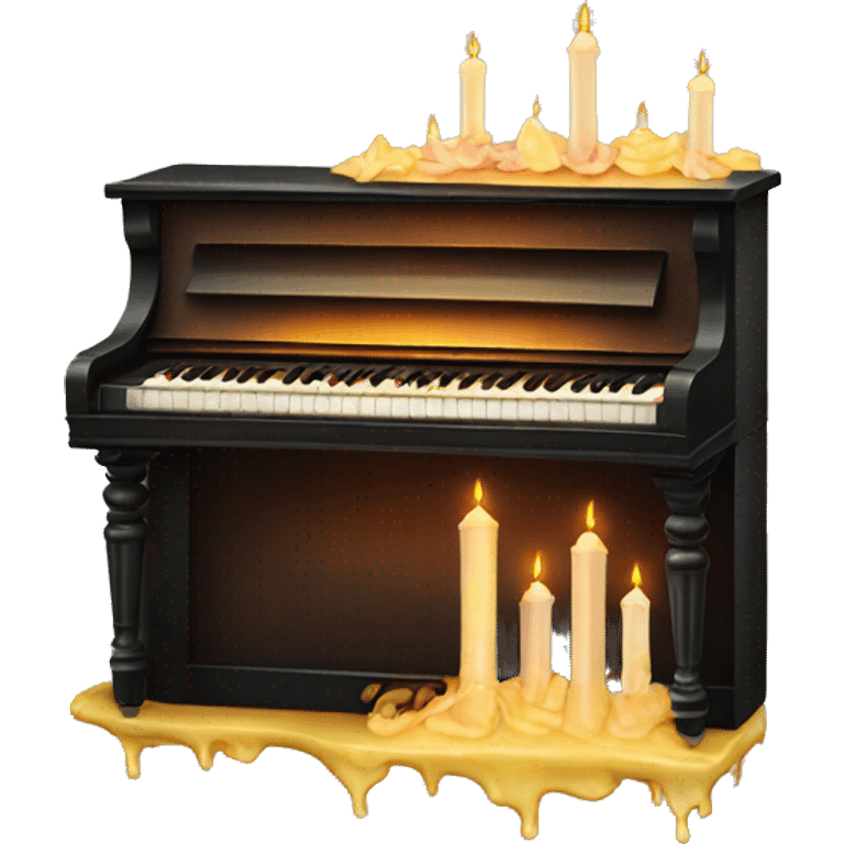 vintage piano with melted candles on top emoji