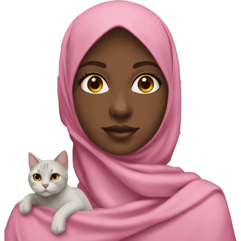 Black girl wearing pink hijab holding a cat and sudan flag🇸🇩  emoji