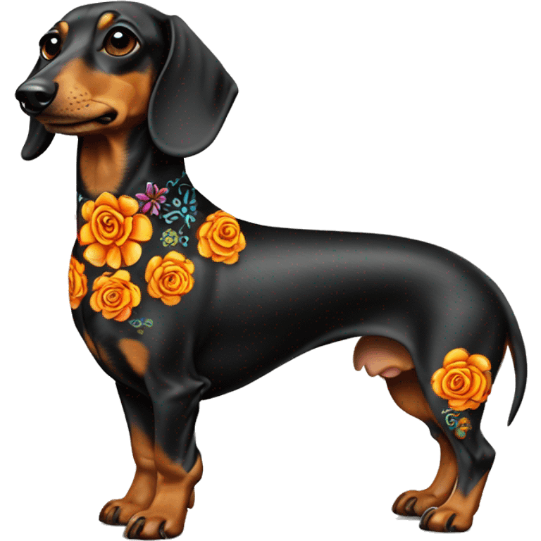 Dia De Los Muertos full body sugar skull dachshund emoji