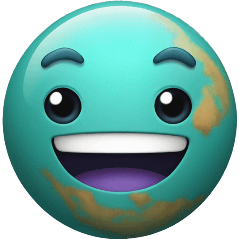 planet Neptune with a cartoon face but clean  emoji