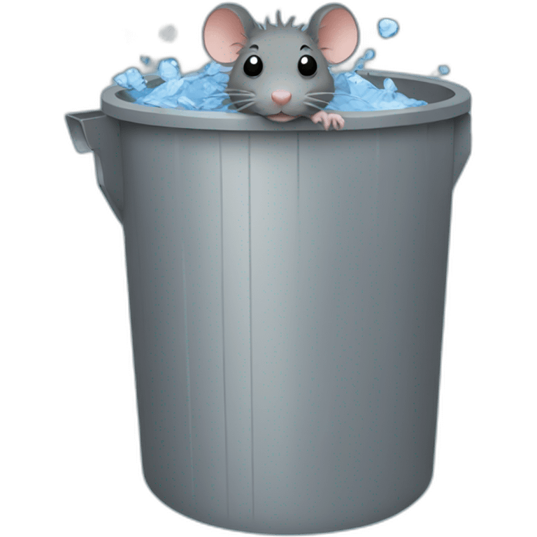 A rat in a trashbin full of water emoji