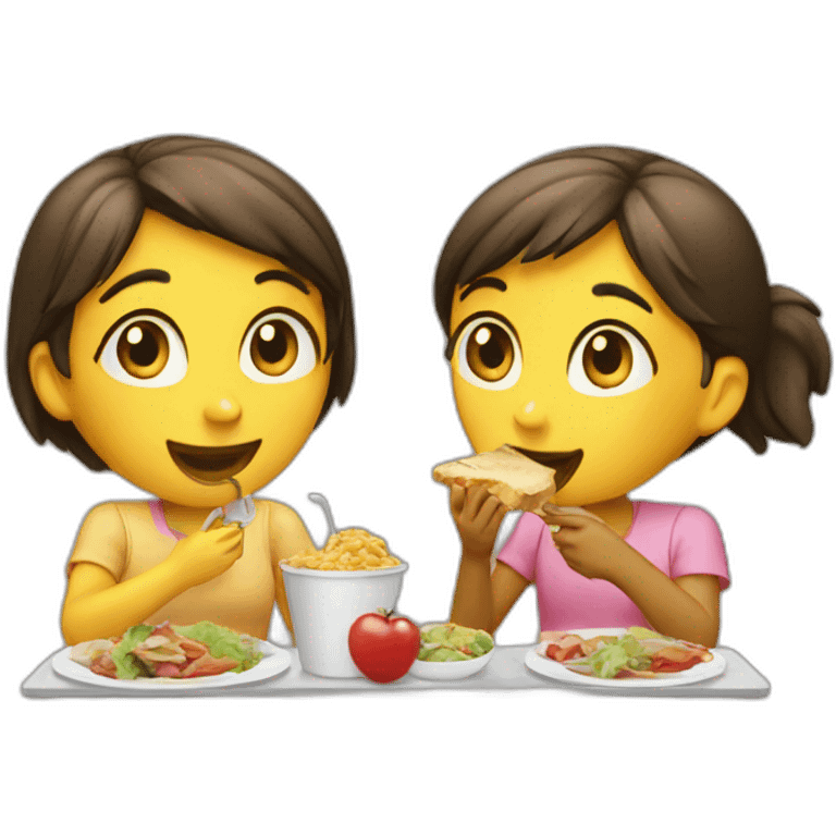 Two girls eating lunch emoji