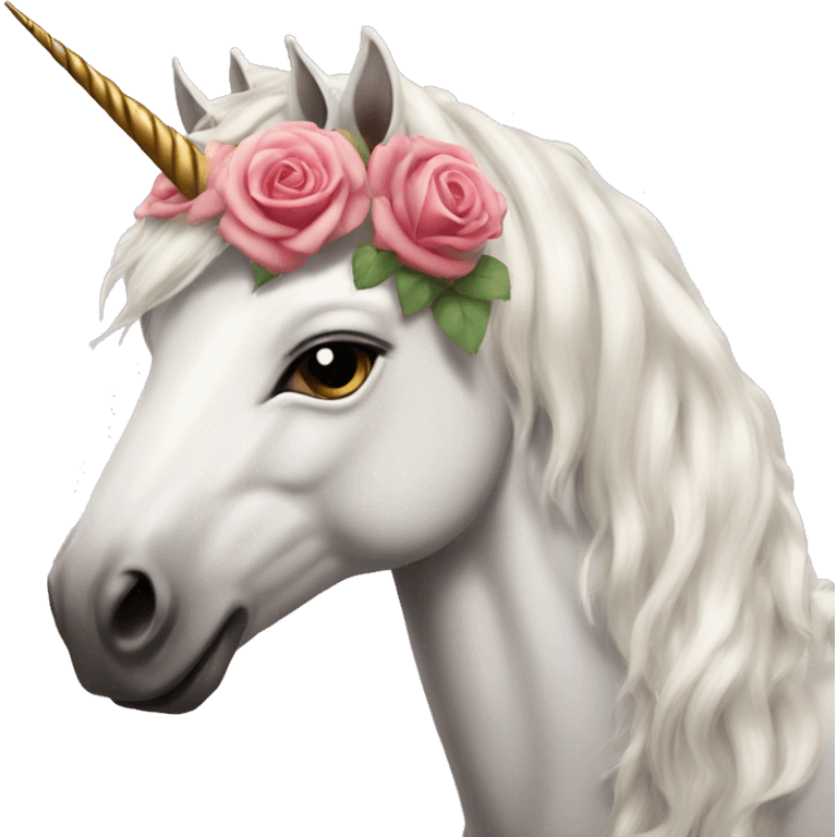 Realistic unicorn with roses in its mane emoji