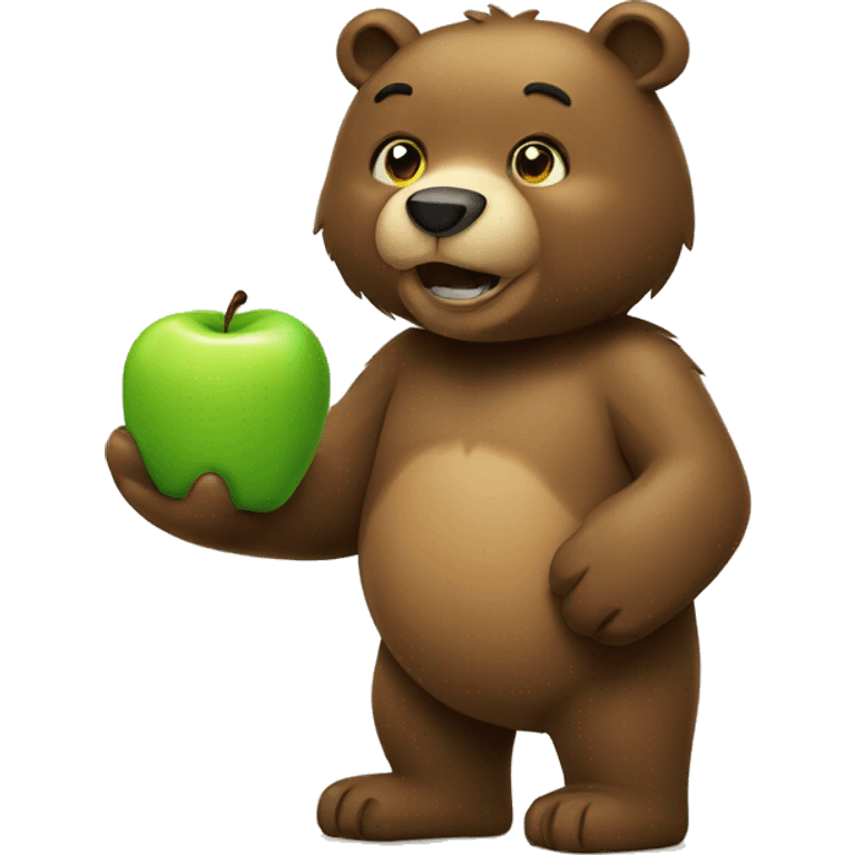 bear with green apple emoji