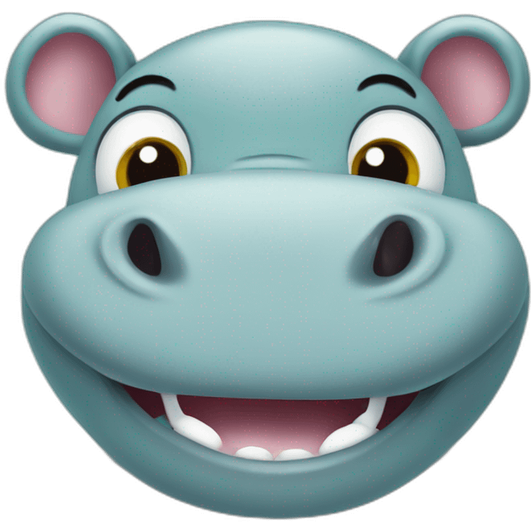 Smiling cute hippo with Googly eyes color turquoise emoji