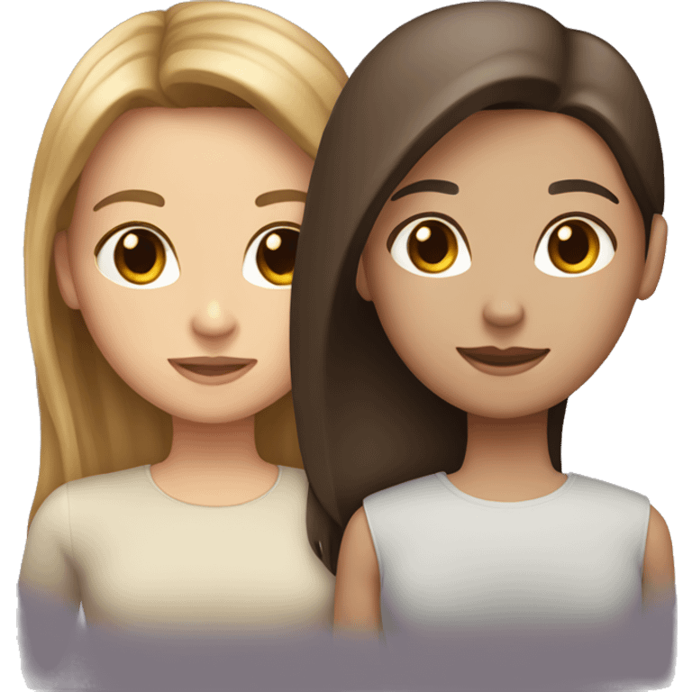 girl with light brown straight hair with  a girl with dark brown hair emoji