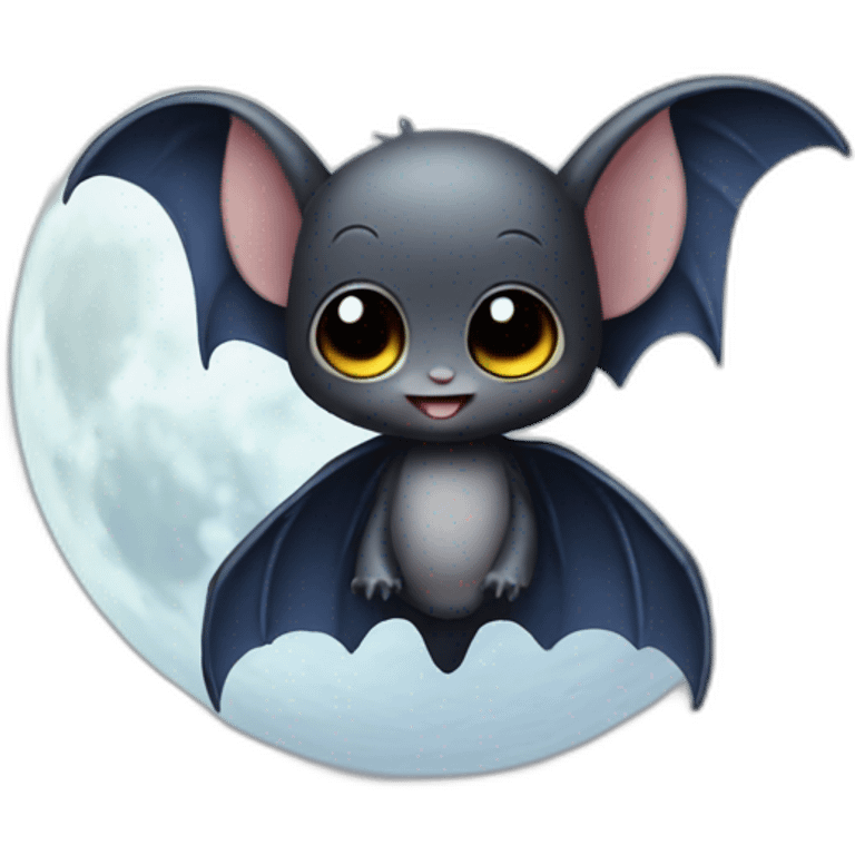 baby bat wings in front of moon emoji