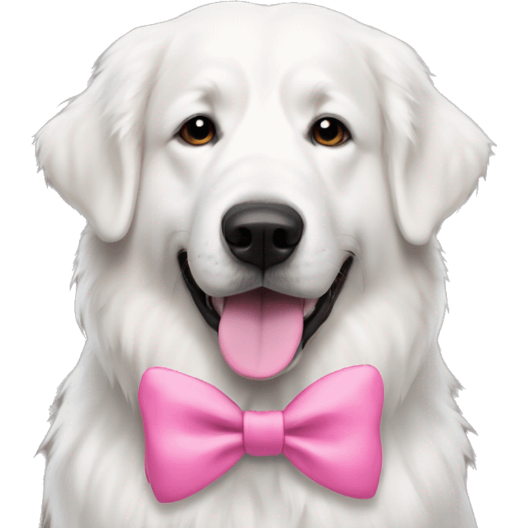 White Great Pyrenees dog with pink bow emoji