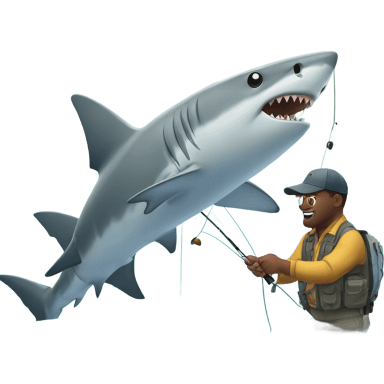 Shark fly fishing with people in water emoji