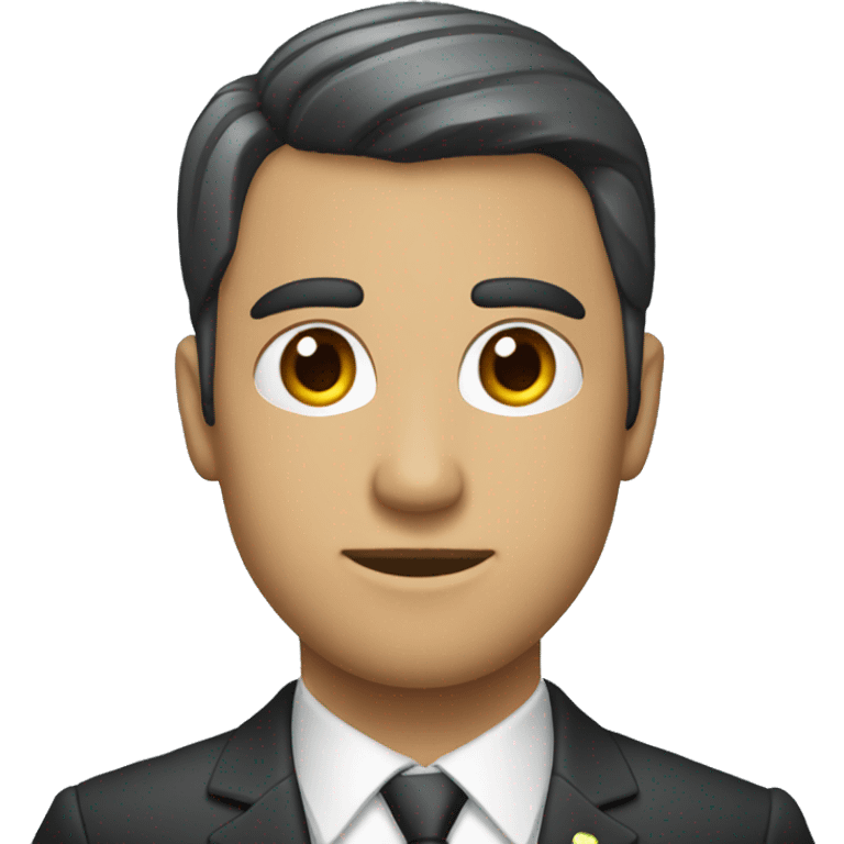 Persona trigueña con traje y ojos pardos, que el traje sea plomo y que combine con la corbata emoji