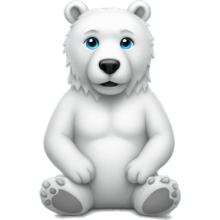 white sitting bear with blue eyes emoji emoji