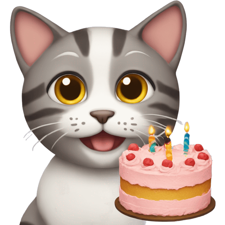 cat with a birthday cake emoji