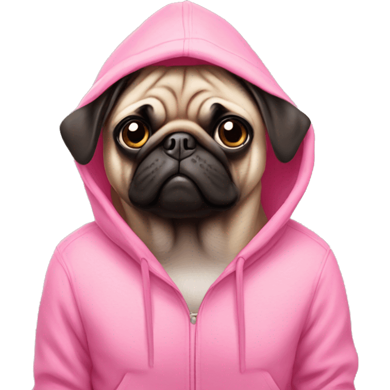 pug wearing pink hoodie  emoji