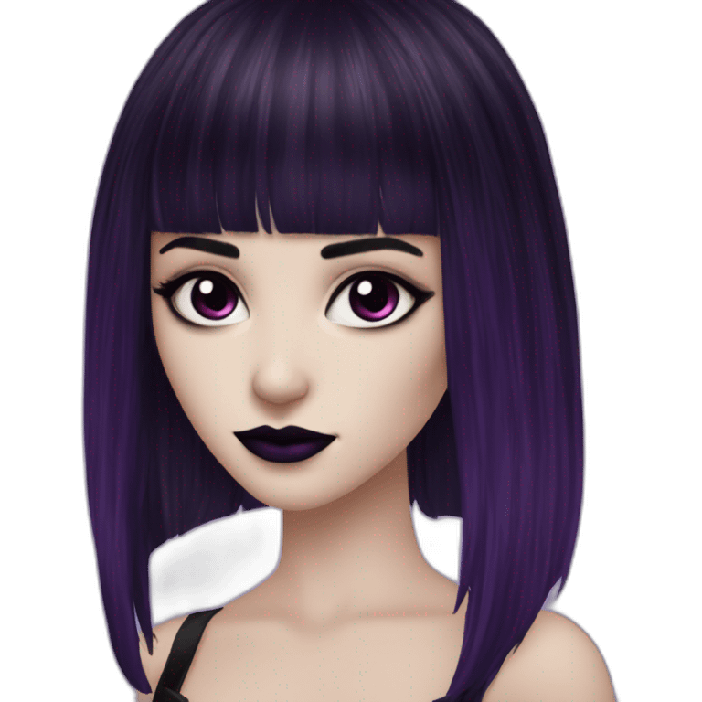 Elissabat-with-bangs-long-hair-dark-purple-and-black-vampire-goth-makeup-pinkeyes-gothcloses emoji