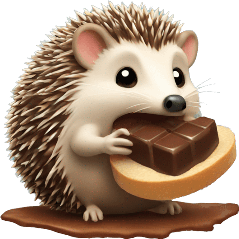 Hedgehog eating a chocolate emoji