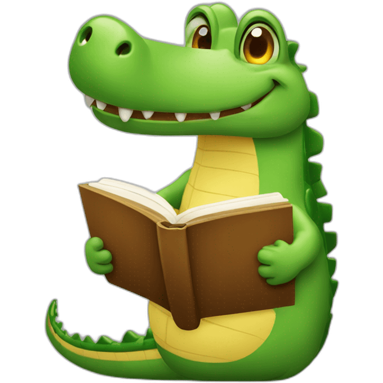 Cute crocodile with book emoji