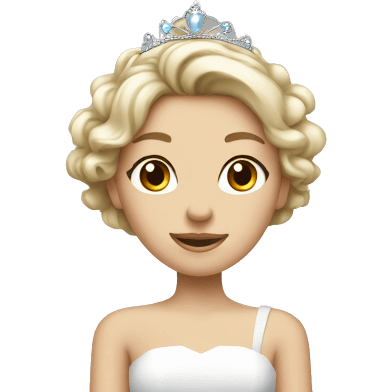 elegant girl in white dress with a tiara emoji